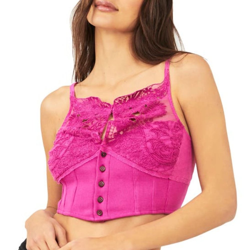 Free People "Have My Heart" Cropped Tank Top in Raspberry Sherbert